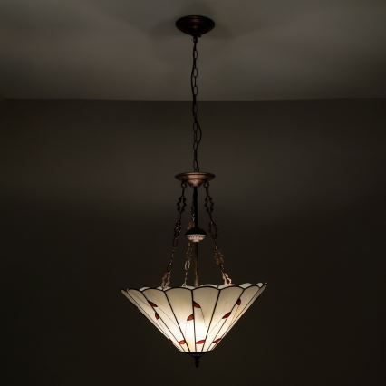 Brilagi - lámpara colgante Tiffany de vitral con cadena FOLIA 3xE27/60W/230V Ø 50 cm