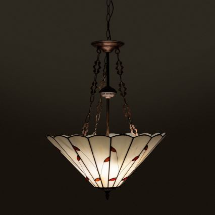 Brilagi - lámpara colgante Tiffany de vitral con cadena FOLIA 3xE27/60W/230V Ø 50 cm