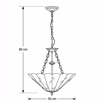 Brilagi - lámpara colgante Tiffany de vitral con cadena FOLIA 3xE27/60W/230V Ø 50 cm