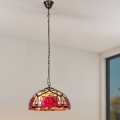 Brilagi - Lámpara colgante Tiffany de vitral con cadena GARLAN 2xE27/60W/230V