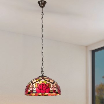 Brilagi - Lámpara colgante Tiffany de vitral con cadena GARLAN 2xE27/60W/230V