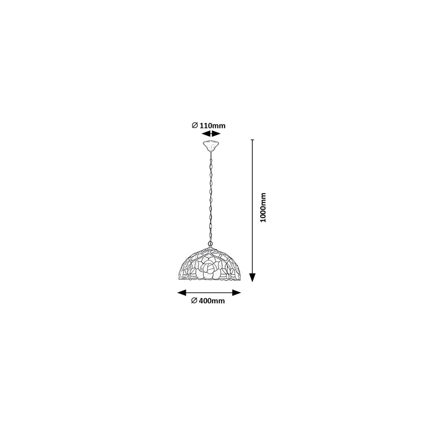 BRILAGI - Lámpara colgante Tiffany de vitral con cadena GARLAN 2xE27/60W/230V