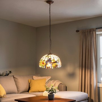 Brilagi - Lámpara colgante Tiffany de vitral con cadena JUNGLE 1xE27/60W/230V Ø 40 cm