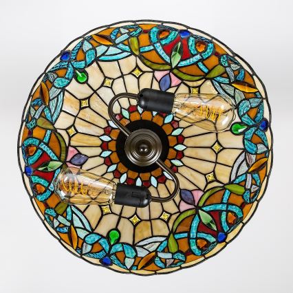 Brilagi - Lámpara colgante Tiffany de vitral con cadena LUISA 2xE27/60W/230V