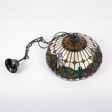 Brilagi - Lámpara colgante Tiffany de vitral con cadena LUISA 2xE27/60W/230V
