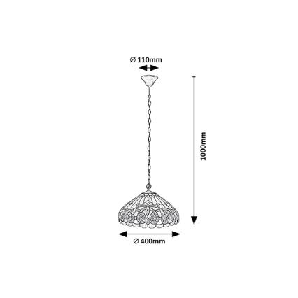Brilagi - Lámpara colgante Tiffany de vitral con cadena LUISA 2xE27/60W/230V