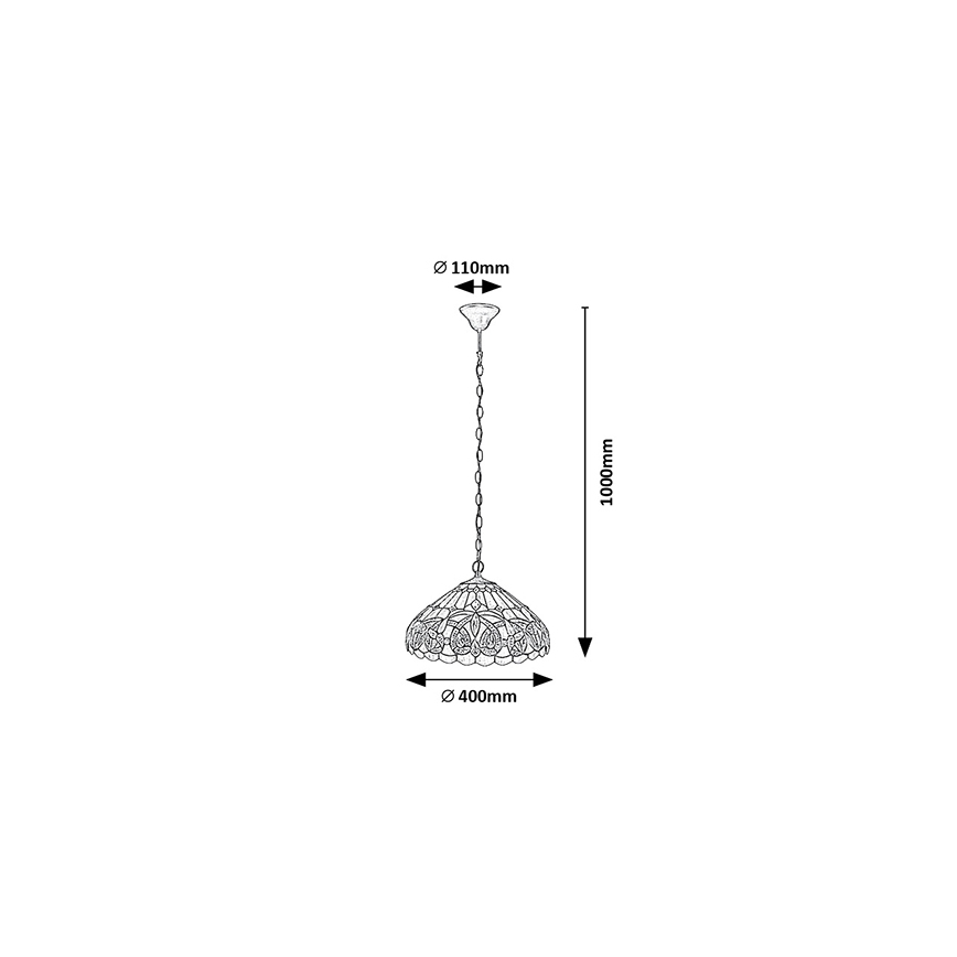 Brilagi - Lámpara colgante Tiffany de vitral con cadena LUISA 2xE27/60W/230V