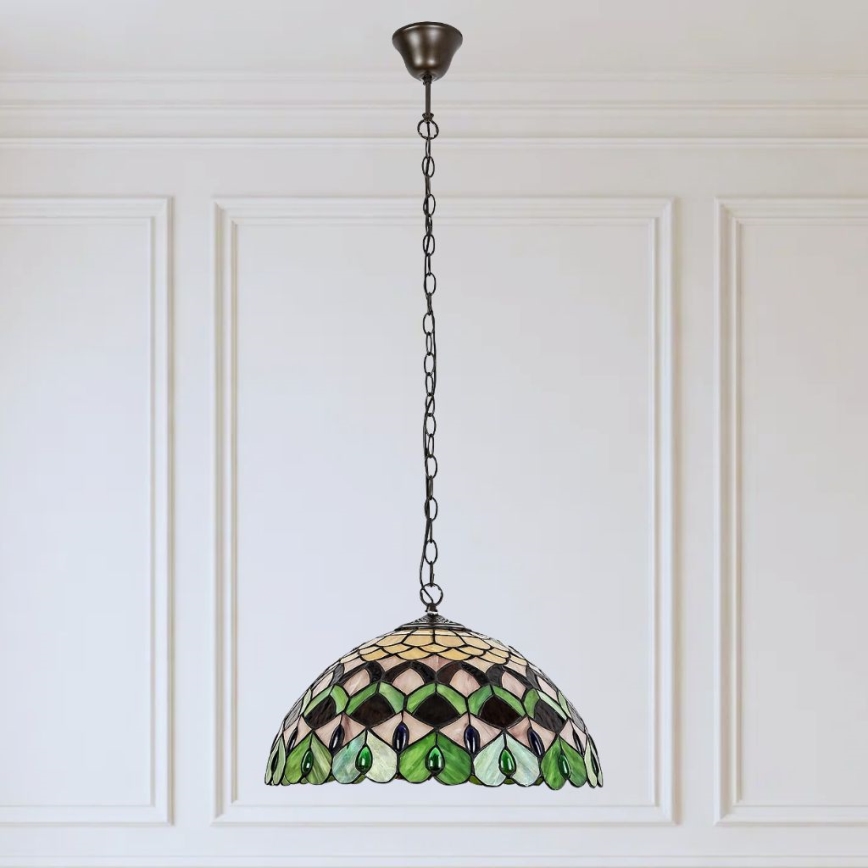 BRILAGI - Lámpara colgante Tiffany de vitral con cadena MARGARET 2xE27/60W/230V