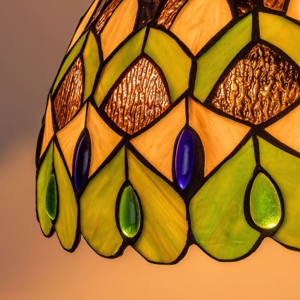 BRILAGI - Lámpara colgante Tiffany de vitral con cadena MARGARET 2xE27/60W/230V