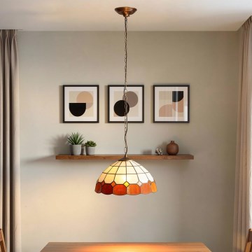 Brilagi - Lámpara colgante Tiffany de vitral con cadena SIENNA 1xE27/60W/230V Ø 40 cm
