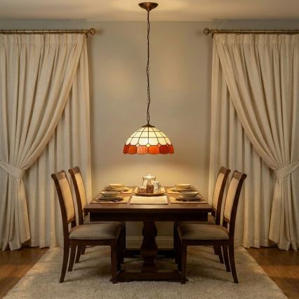 Brilagi - Lámpara colgante Tiffany de vitral con cadena SIENNA 1xE27/60W/230V Ø 40 cm