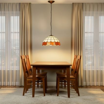 Brilagi - Lámpara colgante Tiffany de vitral con cadena SIENNA 1xE27/60W/230V Ø 40 cm