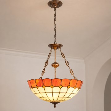 Brilagi - Lámpara colgante Tiffany de vitral con cadena SIENNA 3xE27/60W/230V Ø 50 cm