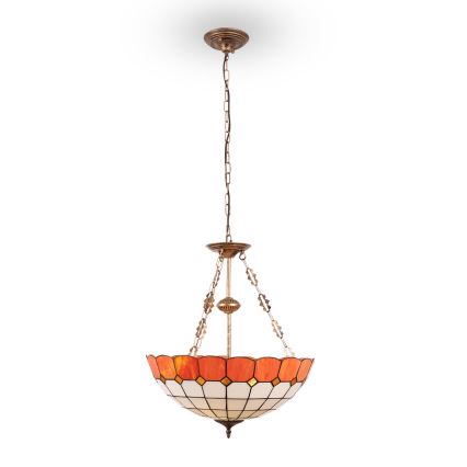 Brilagi - Lámpara colgante Tiffany de vitral con cadena SIENNA 3xE27/60W/230V Ø 50 cm