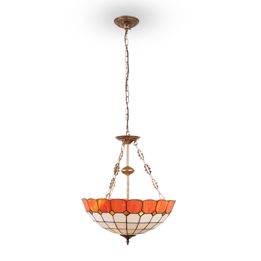 Brilagi - Lámpara colgante Tiffany de vitral con cadena SIENNA 3xE27/60W/230V Ø 50 cm
