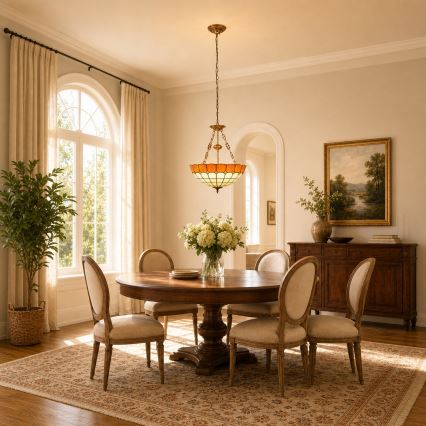 Brilagi - Lámpara colgante Tiffany de vitral con cadena SIENNA 3xE27/60W/230V Ø 50 cm