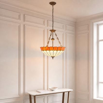 Brilagi - Lámpara colgante Tiffany de vitral con cadena SIENNA 3xE27/60W/230V Ø 50 cm