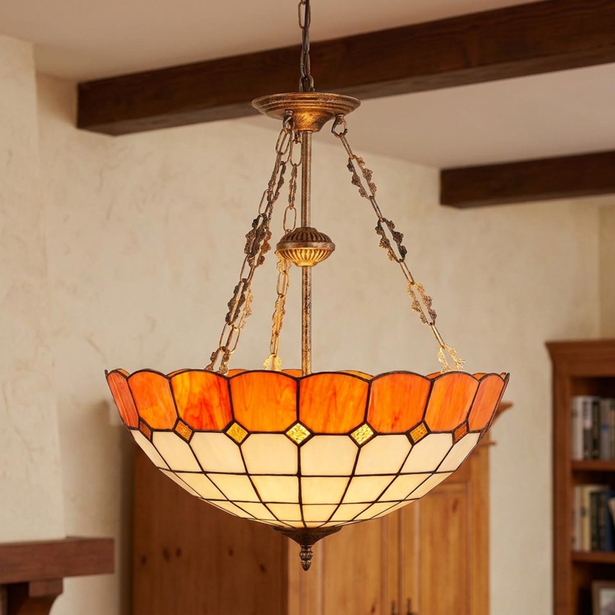 Brilagi - Lámpara colgante Tiffany de vitral con cadena SIENNA 3xE27/60W/230V Ø 50 cm