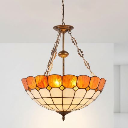 Brilagi - Lámpara colgante Tiffany de vitral con cadena SIENNA 3xE27/60W/230V Ø 50 cm