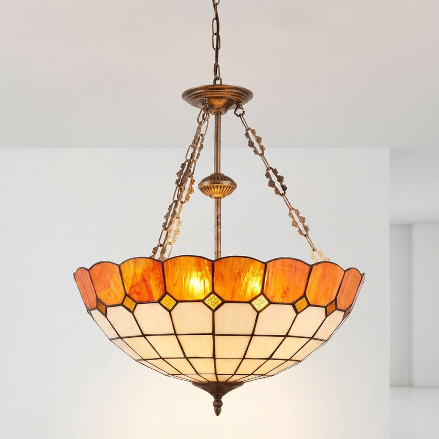 Brilagi - Lámpara colgante Tiffany de vitral con cadena SIENNA 3xE27/60W/230V Ø 50 cm
