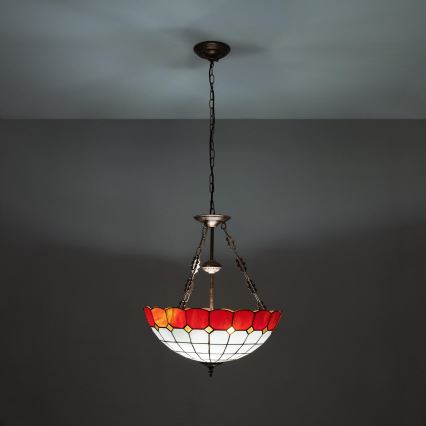 Brilagi - Lámpara colgante Tiffany de vitral con cadena SIENNA 3xE27/60W/230V Ø 50 cm