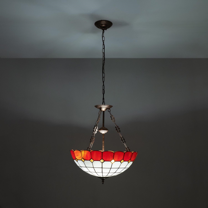 Brilagi - Lámpara colgante Tiffany de vitral con cadena SIENNA 3xE27/60W/230V Ø 50 cm
