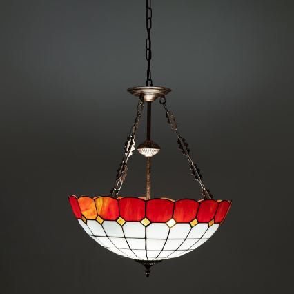 Brilagi - Lámpara colgante Tiffany de vitral con cadena SIENNA 3xE27/60W/230V Ø 50 cm
