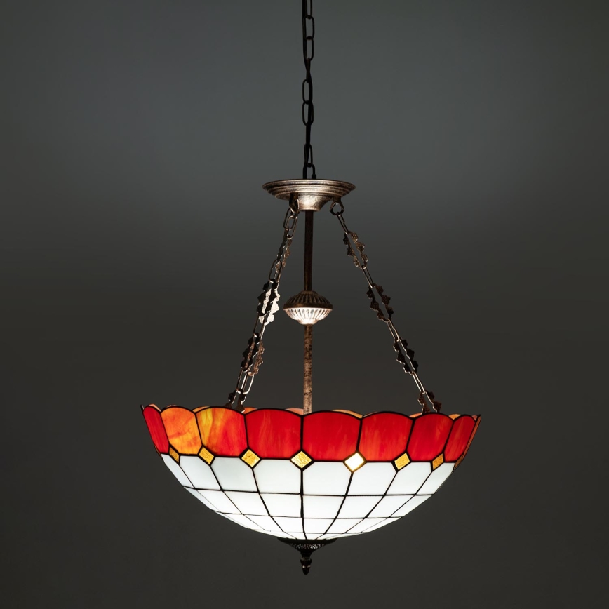 Brilagi - Lámpara colgante Tiffany de vitral con cadena SIENNA 3xE27/60W/230V Ø 50 cm