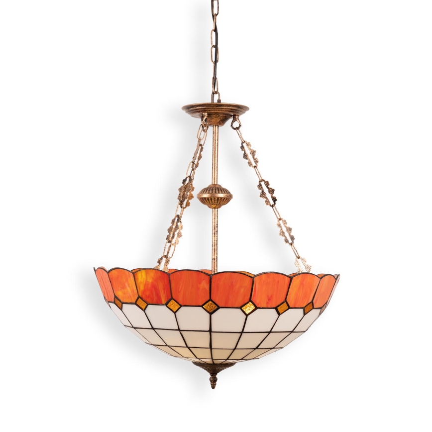 Brilagi - Lámpara colgante Tiffany de vitral con cadena SIENNA 3xE27/60W/230V Ø 50 cm
