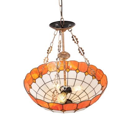 Brilagi - Lámpara colgante Tiffany de vitral con cadena SIENNA 3xE27/60W/230V Ø 50 cm