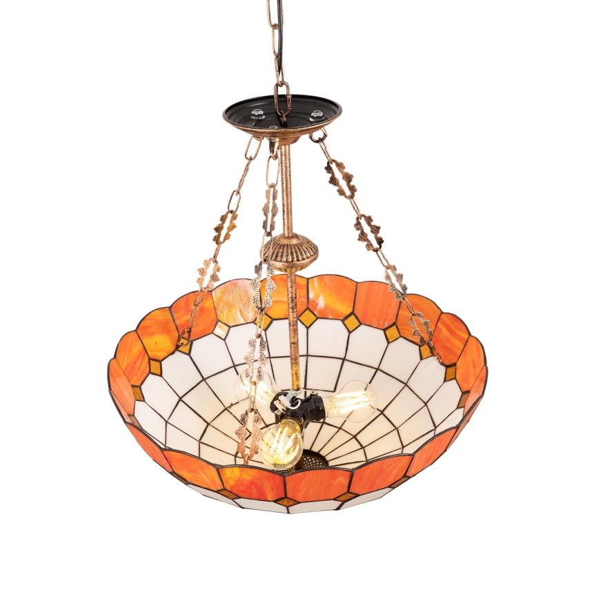 Brilagi - Lámpara colgante Tiffany de vitral con cadena SIENNA 3xE27/60W/230V Ø 50 cm