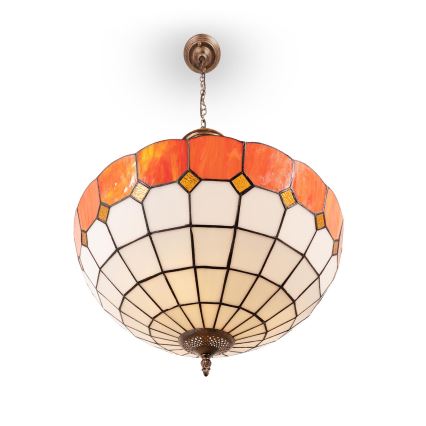 Brilagi - Lámpara colgante Tiffany de vitral con cadena SIENNA 3xE27/60W/230V Ø 50 cm