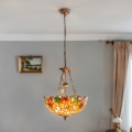 Brilagi - Lámpara colgante Tiffany de vitral con cadena SUNFLOWER 3xE27/60W/230V Ø 50 cm