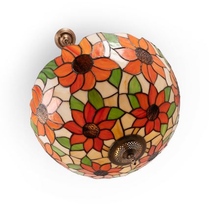 Brilagi - Lámpara colgante Tiffany de vitral con cadena SUNFLOWER 3xE27/60W/230V Ø 50 cm