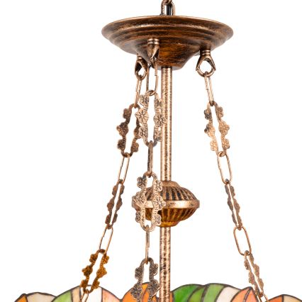 Brilagi - Lámpara colgante Tiffany de vitral con cadena SUNFLOWER 3xE27/60W/230V Ø 50 cm