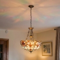 Brilagi - Lámpara colgante Tiffany de vitral MIRABELLA con cadena, 3xE27/60W/230V, Ø 50 cm