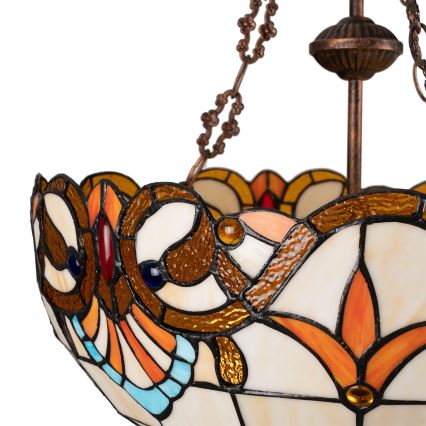 Brilagi - Lámpara colgante Tiffany de vitral MIRABELLA con cadena, 3xE27/60W/230V, Ø 50 cm