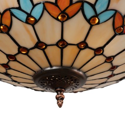 Brilagi - Lámpara colgante Tiffany de vitral MIRABELLA con cadena, 3xE27/60W/230V, Ø 50 cm