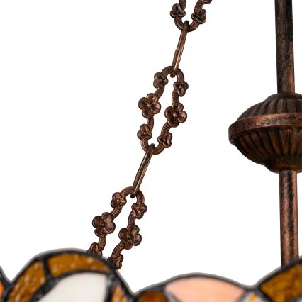 Brilagi - Lámpara colgante Tiffany de vitral MIRABELLA con cadena, 3xE27/60W/230V, Ø 50 cm