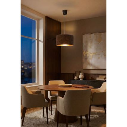 Brilagi - Lámpara colgante VELVET con cable 1xE27/60W/230V diámetro 40 cm marrón/dorado