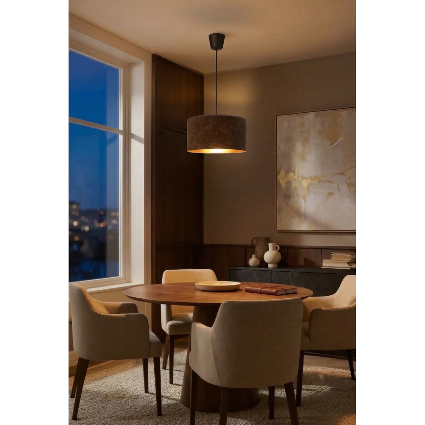 Brilagi - Lámpara colgante VELVET con cable 1xE27/60W/230V diámetro 40 cm marrón/dorado