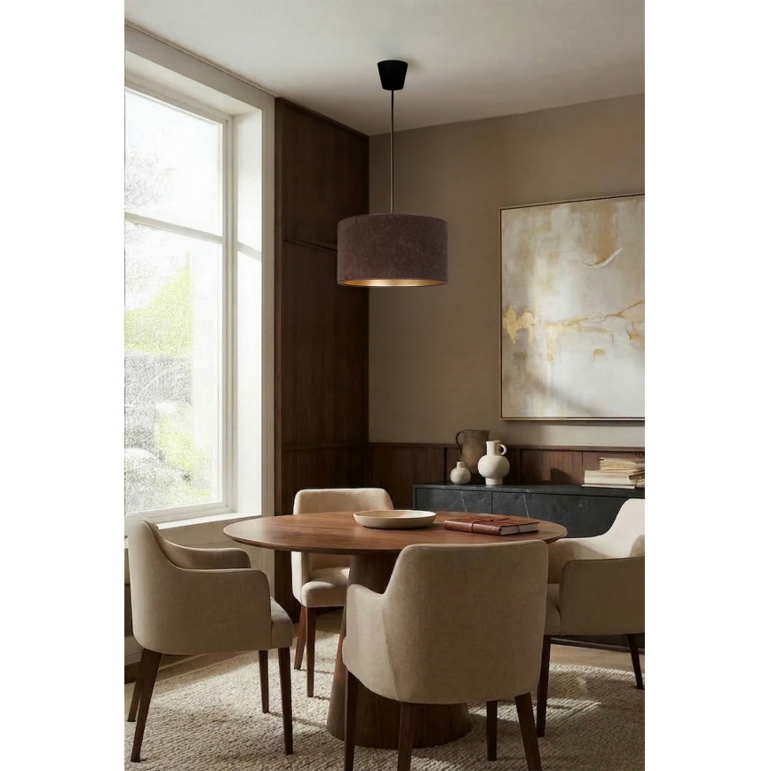 Brilagi - Lámpara colgante VELVET con cable 1xE27/60W/230V diámetro 40 cm marrón/dorado