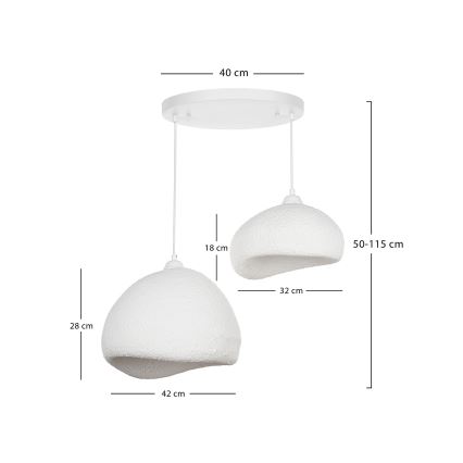Brilagi - Lámpara colgante WABI SABI 2xE27/40W/230V Ø 70 cm blanca