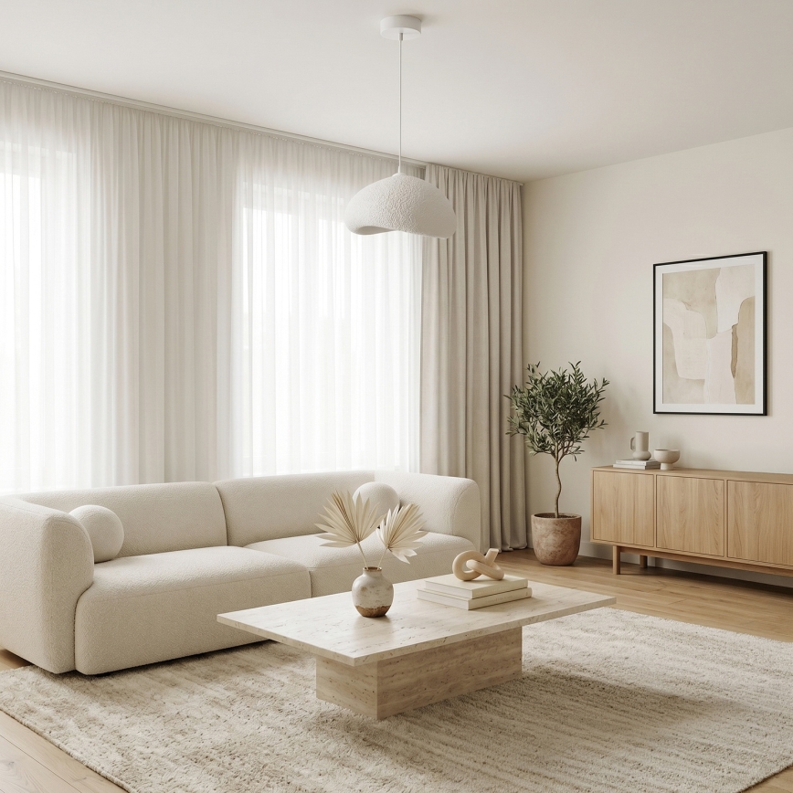 Brilagi - Lámpara colgante WABI SABI con cable 1xE27/40W/230V Ø 35 cm blanca