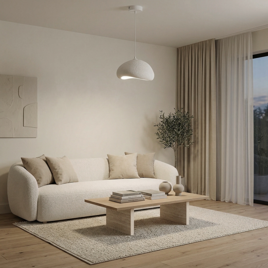 Brilagi - Lámpara colgante WABI SABI con cable 1xE27/40W/230V Ø 35 cm blanca