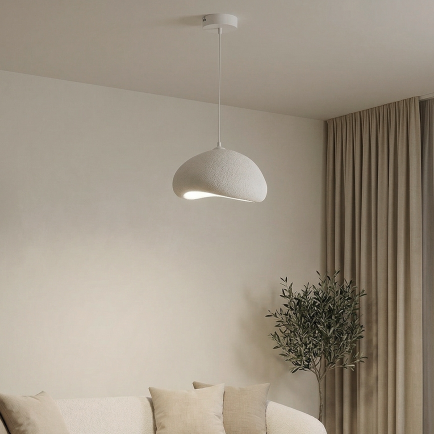 Brilagi - Lámpara colgante WABI SABI con cable 1xE27/40W/230V Ø 35 cm blanca