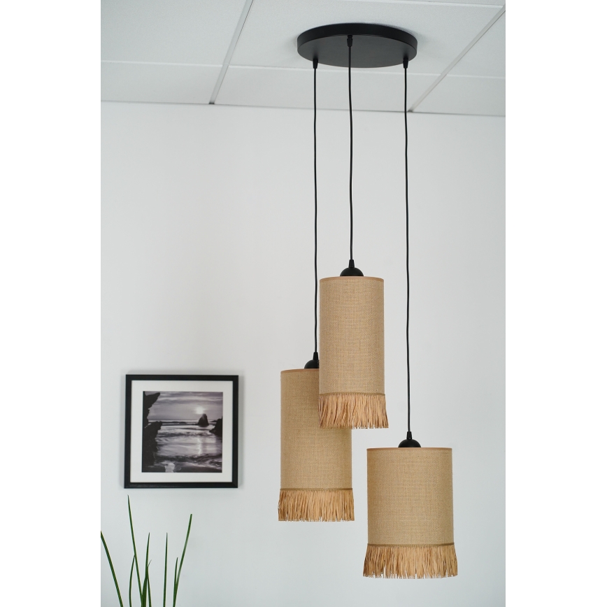 Brilagi - Lámpara colgante con cable WINNETOU TUBES 3xE27/15W/230V marrón/negro