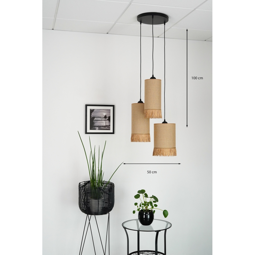 Brilagi - Lámpara colgante con cable WINNETOU TUBES 3xE27/15W/230V marrón/negro