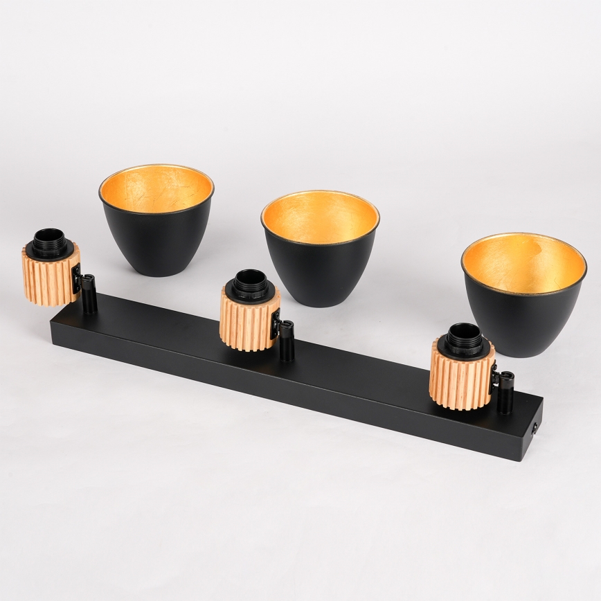 Brilagi - Lámpara de 3 focos ODENSE 3xE14/10W/230V madera/negro