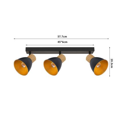 Brilagi - Lámpara de 3 focos ODENSE 3xE14/10W/230V madera/negro